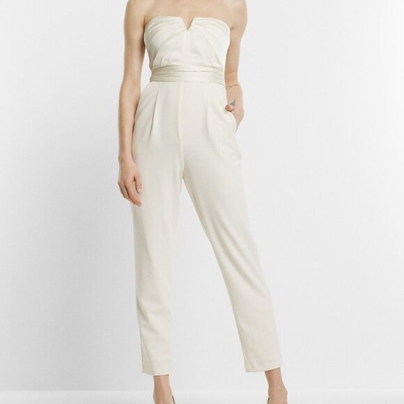 Express Pants - Express Bridal Satin Strapless Jumpsuit Size 12